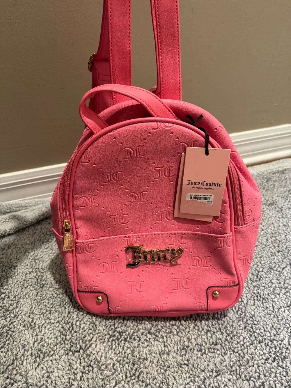 Juicy Couture Hot Pink Mini Backpack with Matching Pouch